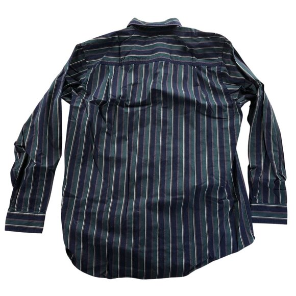Van Heusen Mens 417 Shirt Medium Long Sleeve Pinstriped Green Button Down Casual - Picture 2 of 9